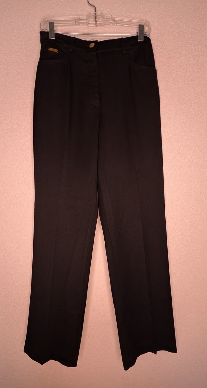 St. John Sport by Marie Gray Women's Black Trousers 6 Designer Chic Gold Button